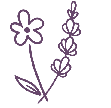 Ilustração de uma for e um ramo de lavanda.